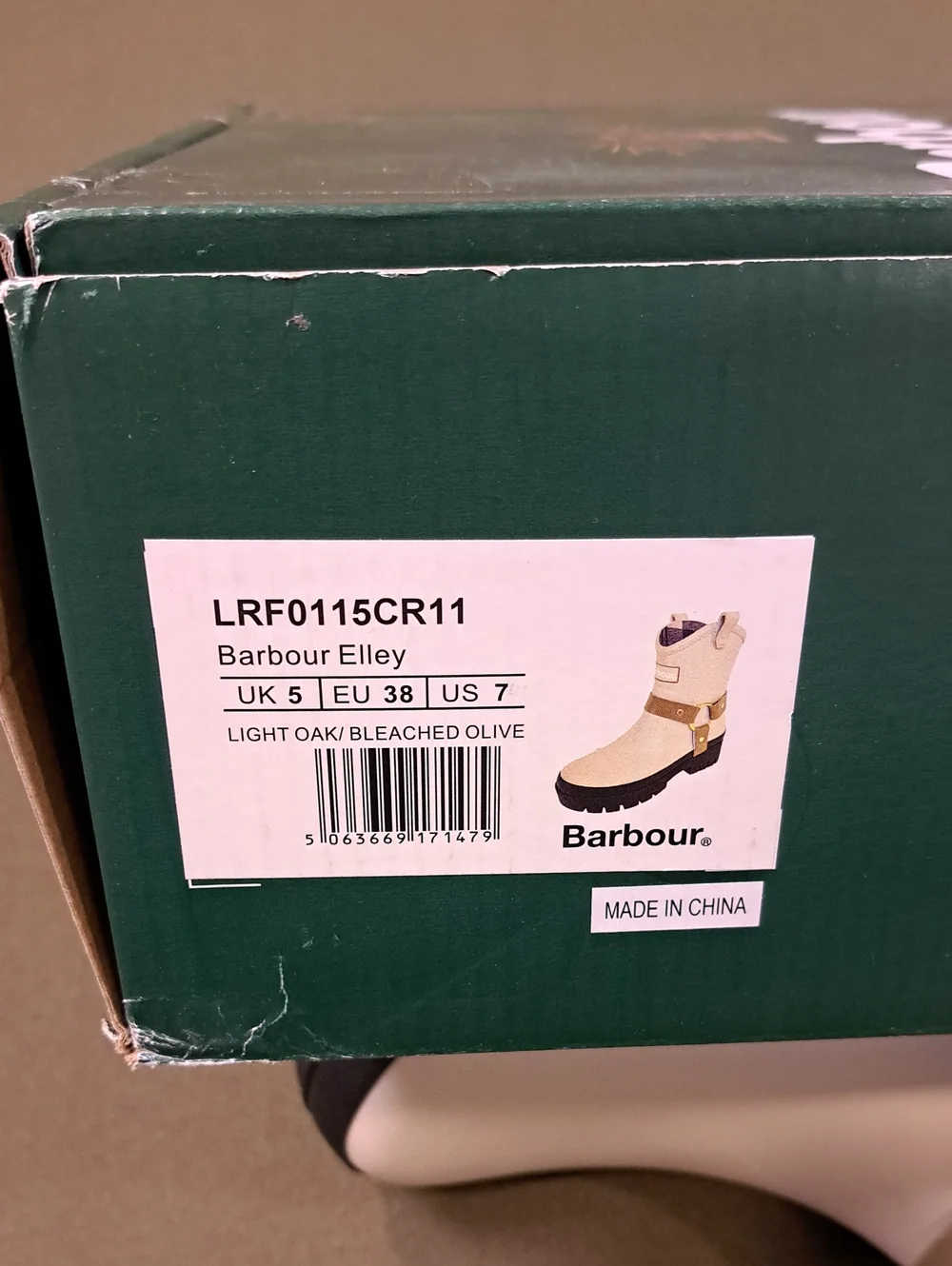 Barbour Elley Harness Wellington Boots - Color: Oak/Olive - Size: Women 7